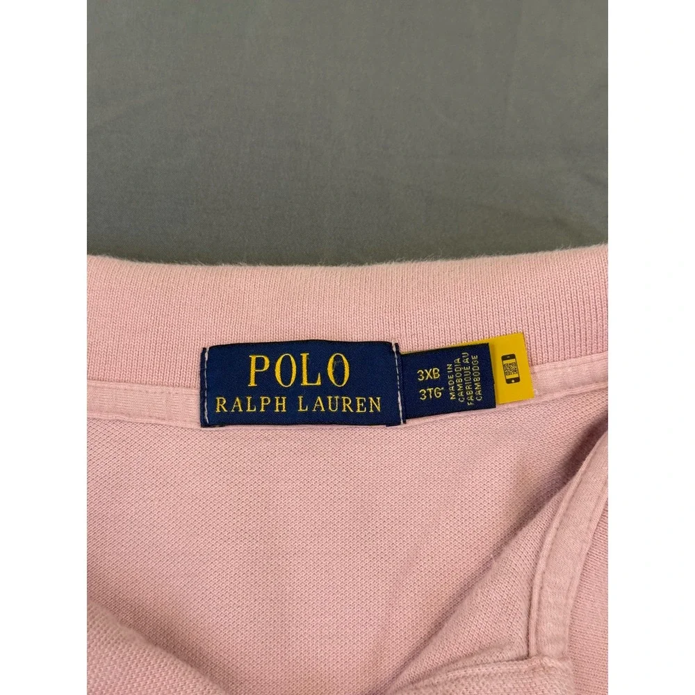 Polo Ralph Lauren Mens 3XB Pink Short Sleeve Pique Polo Shirt Gray Pony Logo